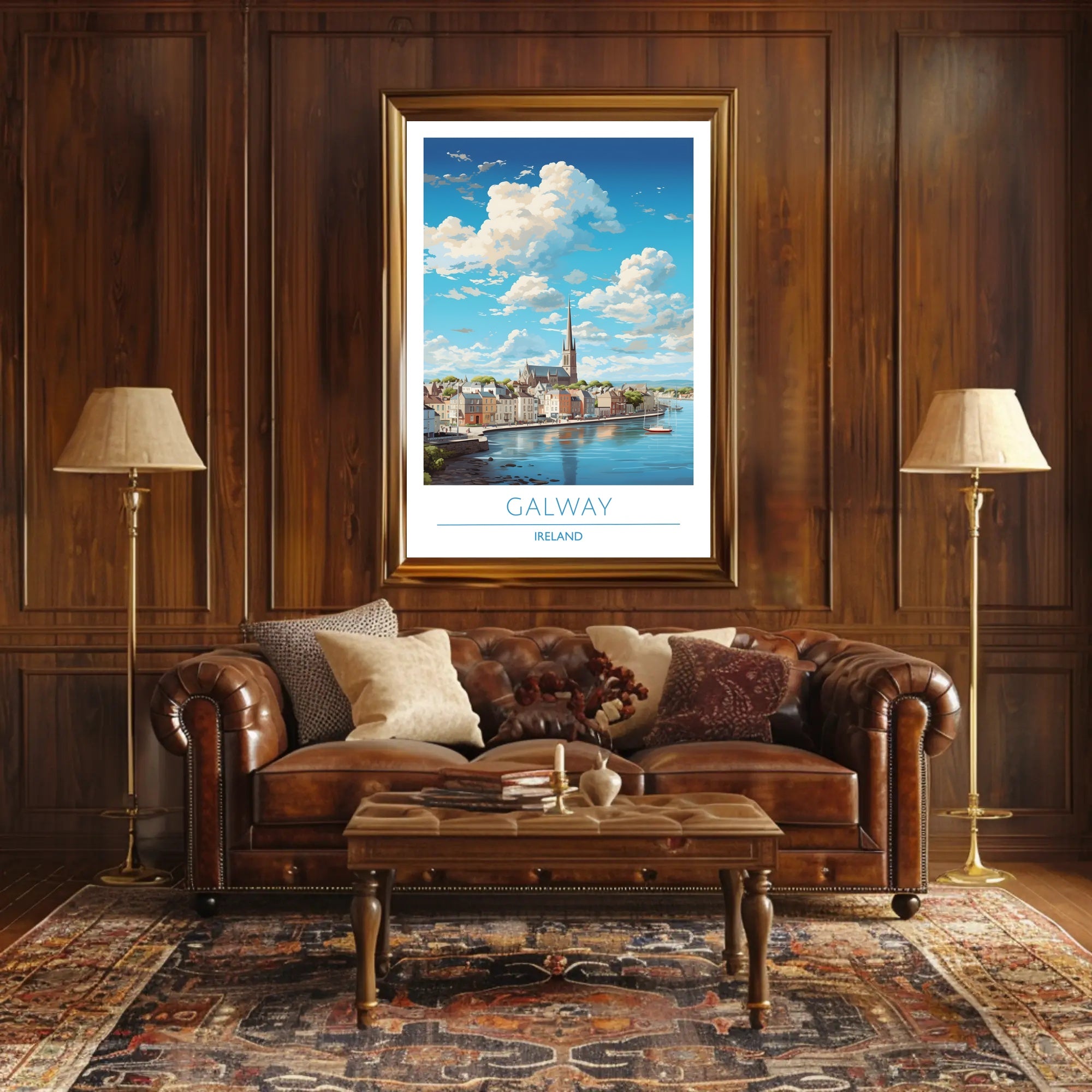 Galway Ireland Cityscape Travel Poster