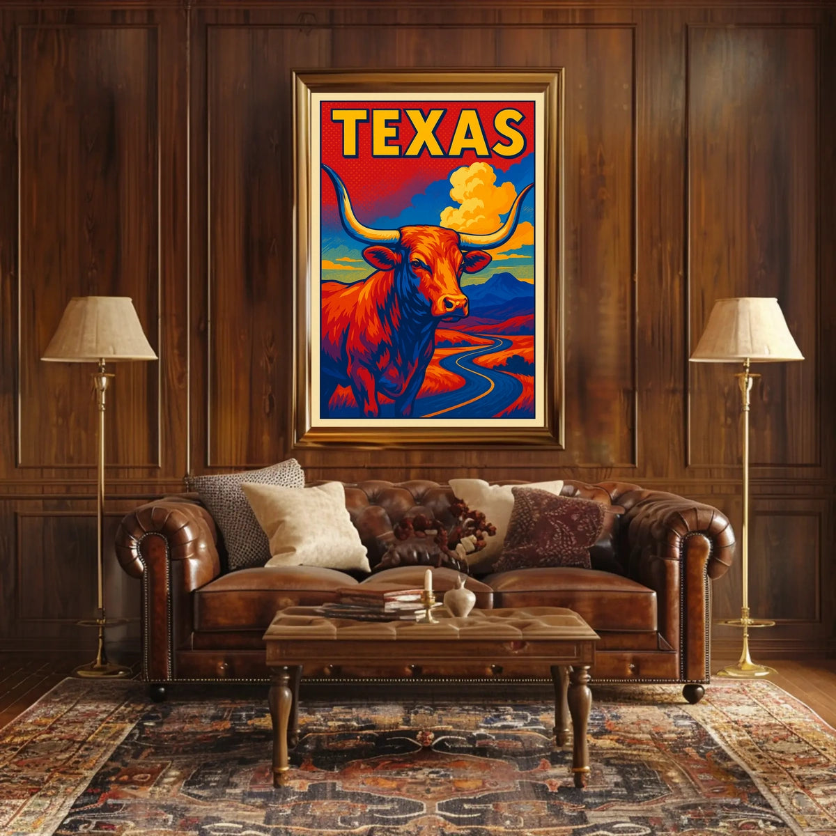 Texas Longhorn Landscape Poster
