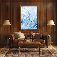 Serene Blue Abstract Marble Waves Art Poster