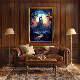 Enchanted Castle Under The Moon Poster