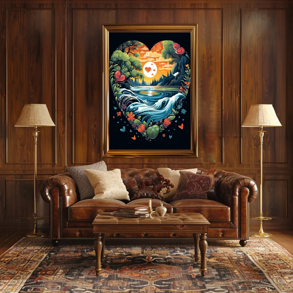 Heart-Shaped Surreal Nature Landscape Poster Art