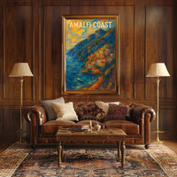 Amalfi Coast Poster Wall Art Coastal Seaside Landscape