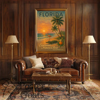 Florida Sunset: Vintage Travel Poster