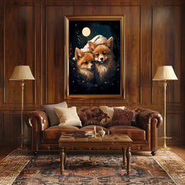 Moonlit Foxes Poster