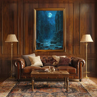 Moonlit Ruins: Enchanted Scene of Ancient Civilization Fantasy Poster PosterGoat