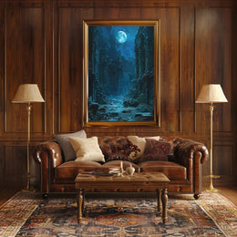Moonlit Ruins: Enchanted Scene of Ancient Civilization Fantasy Poster PosterGoat