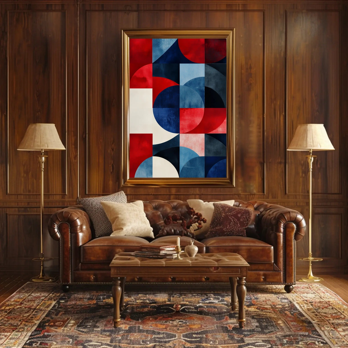 Geometric Shapes In Patriotic Abstract Art Modern Poster
