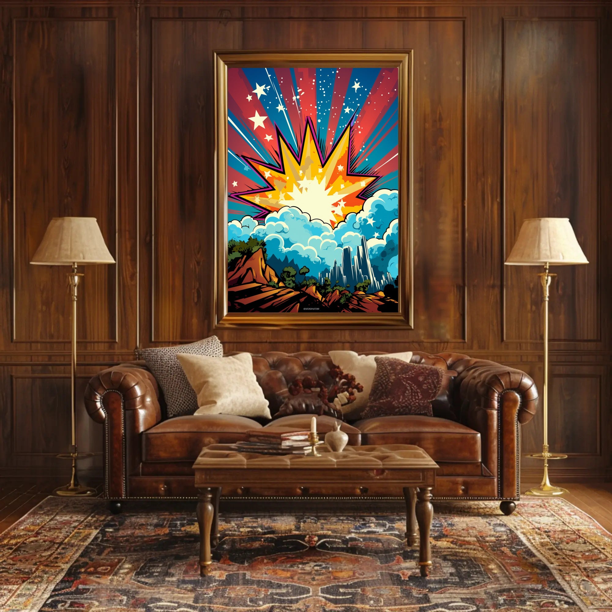 Cosmic Explosion Over Cityscape Poster