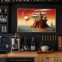 Whimsical Castle Fantasy Scene Surreal Art Poster