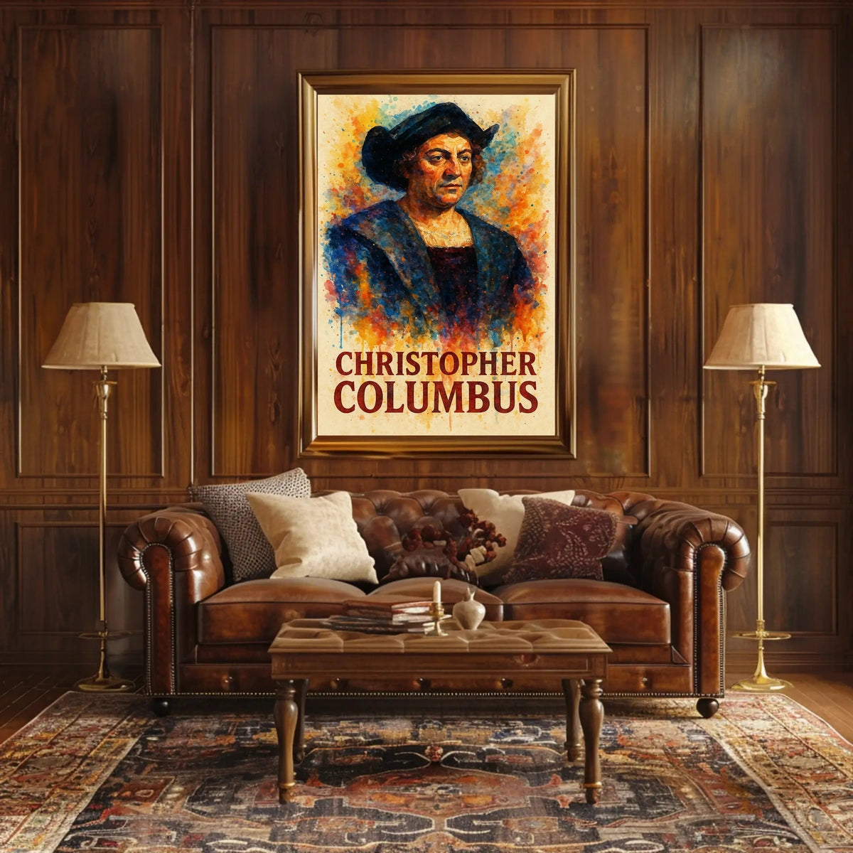 Christopher Columbus Watercolor Exploration Art Poster