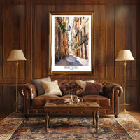 Barcelona Street Watercolor Art Poster PosterGoat