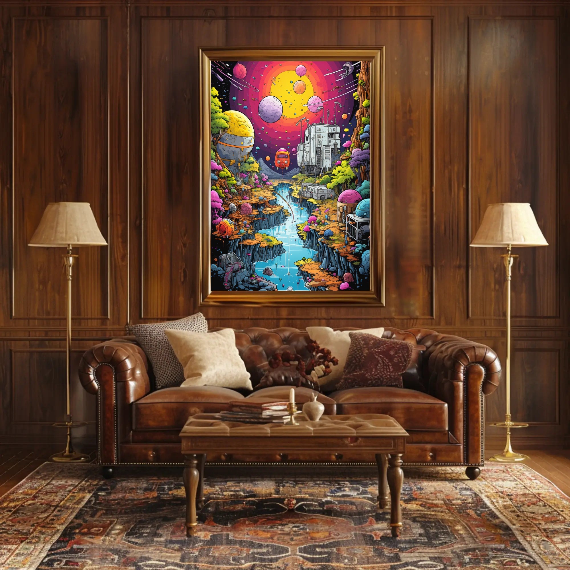 Futuristic Alien Landscape in Vibrant Colors Sci-Fi Poster