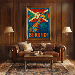 Burundi Giraffe Mosaic Poster