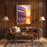 Colosseum Watercolor Sunset Rome Art Poster