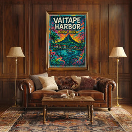 Vaitape Harbor Bora Bora Tropical Landscape Poster