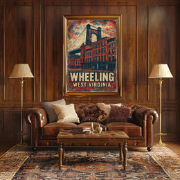 Wheeling Suspension Bridge Vintage Art Nostalgic Poster