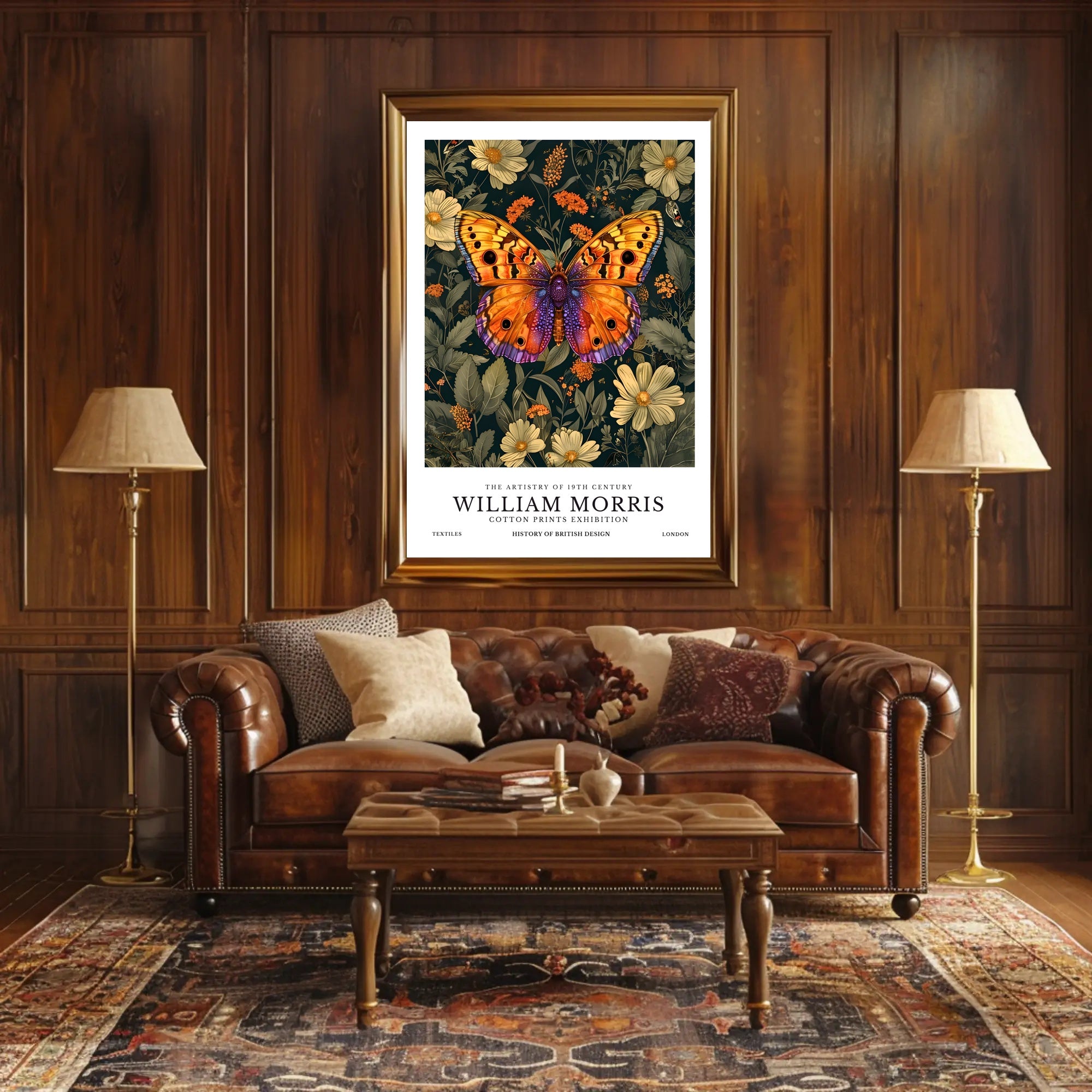 William Morris Butterfly Botanical Heritage Artistic Poster