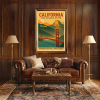 California Golden State Vintage Travel Poster