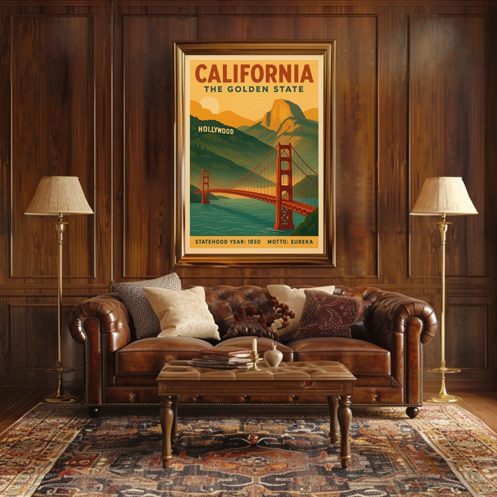 California Golden State Vintage Travel Poster
