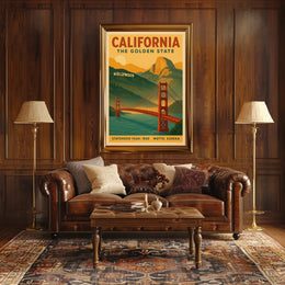 California Golden State Vintage Travel Poster