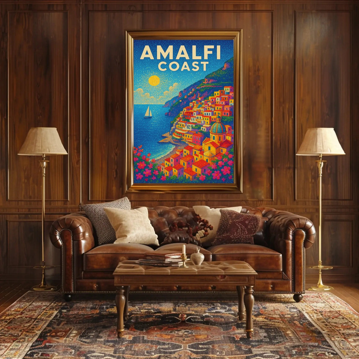 Amalfi Coast Poster Wall Art for Coastal Home Decor