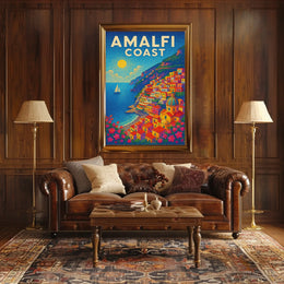 Amalfi Coast Poster Wall Art for Coastal Home Decor