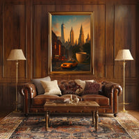 New York Surreal Sunset Skyline Poster Retro Wall Art