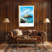 Scenic Lighthouse Art Print: Explore Wales Travel Poster