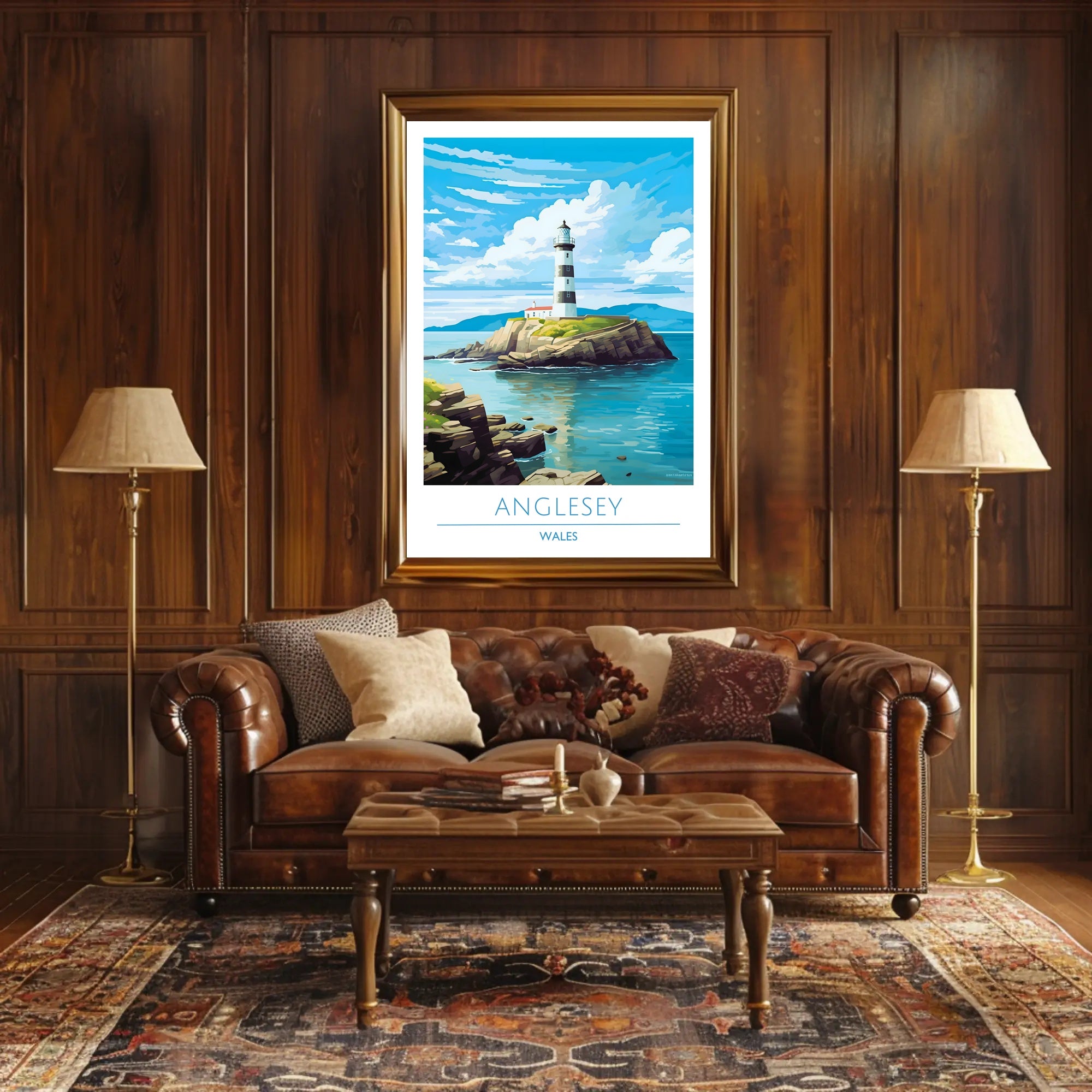 Scenic Lighthouse Art Print: Explore Wales Travel Poster