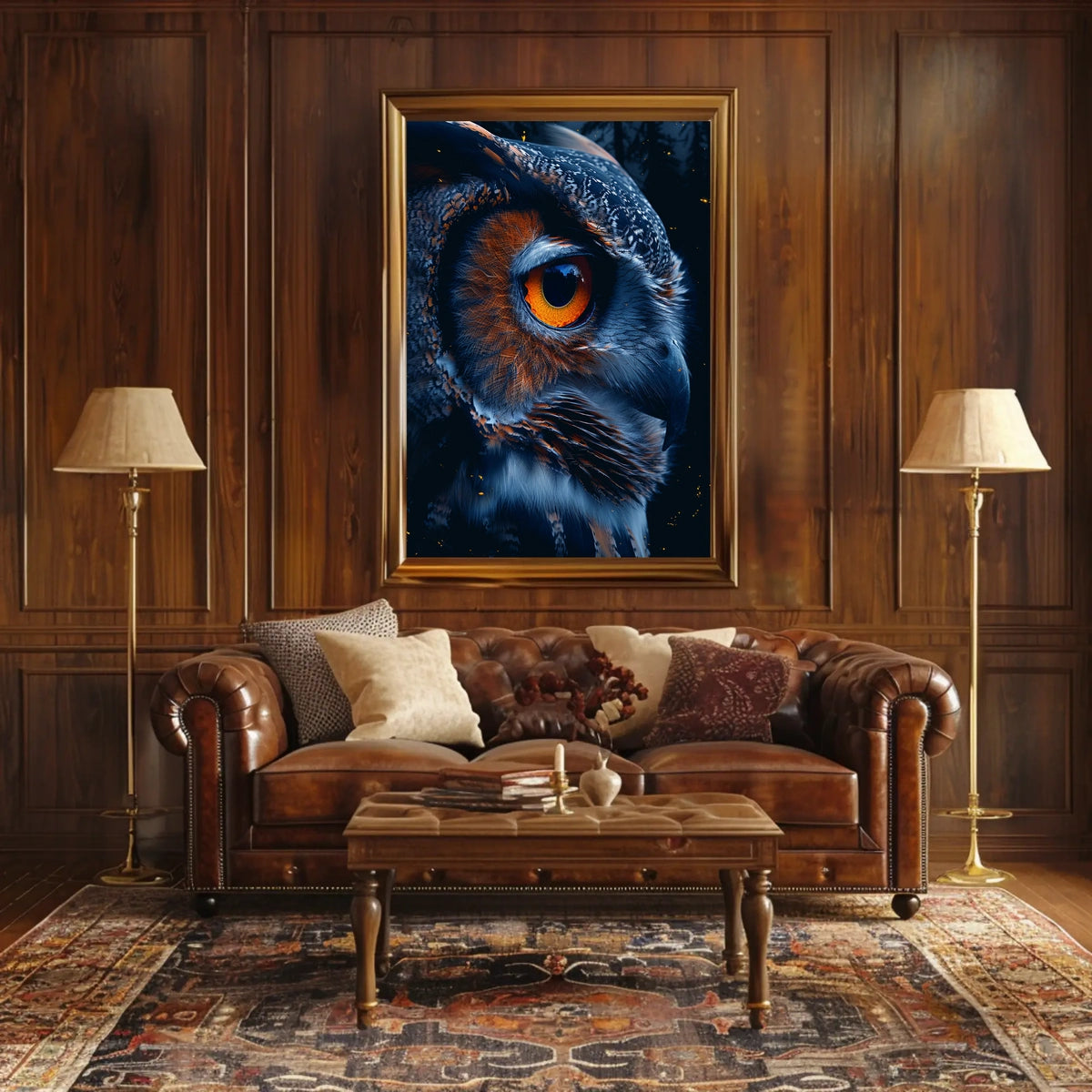 Mystical Owl Nighttime Photorealistic Art Poster