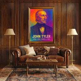 John Tyler 10th President of the United States Neon Gradient OverlayPoster