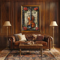 Artistic Violin Music Aged Sheet Background Poster