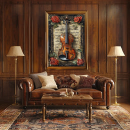 Artistic Violin Music Aged Sheet Background Poster