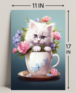 Kitten In A Teacup Poster PosterGoat
