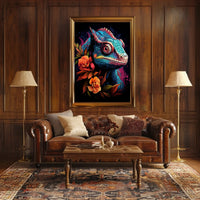 Vibrant Chameleon Art Poster