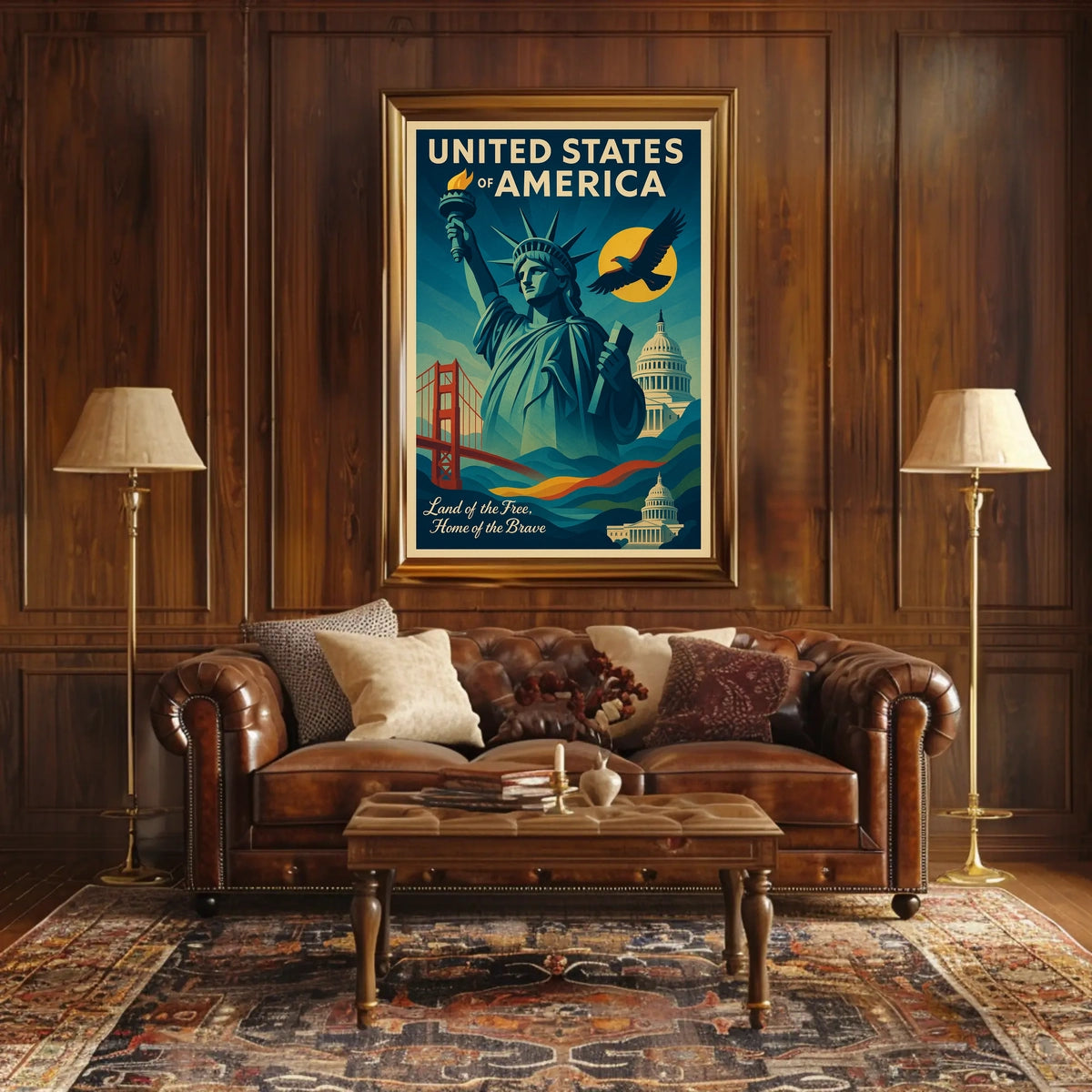 Patriotic American Freedom Vintage Artistic Poster