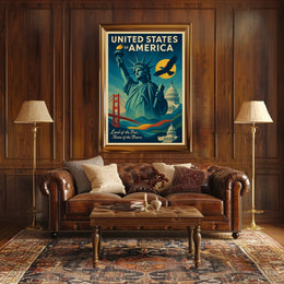 Patriotic American Freedom Vintage Artistic Poster
