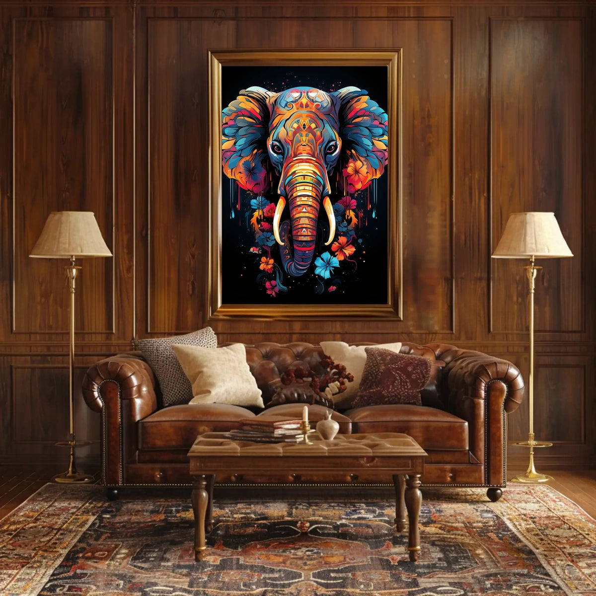 Elephant Art Poster: Vibrant Patterns and Colors