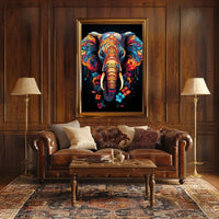 Elephant Art Poster: Vibrant Patterns and Colors