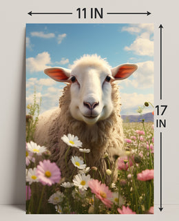 Serene Sheep In Bloom Poster PosterGoat