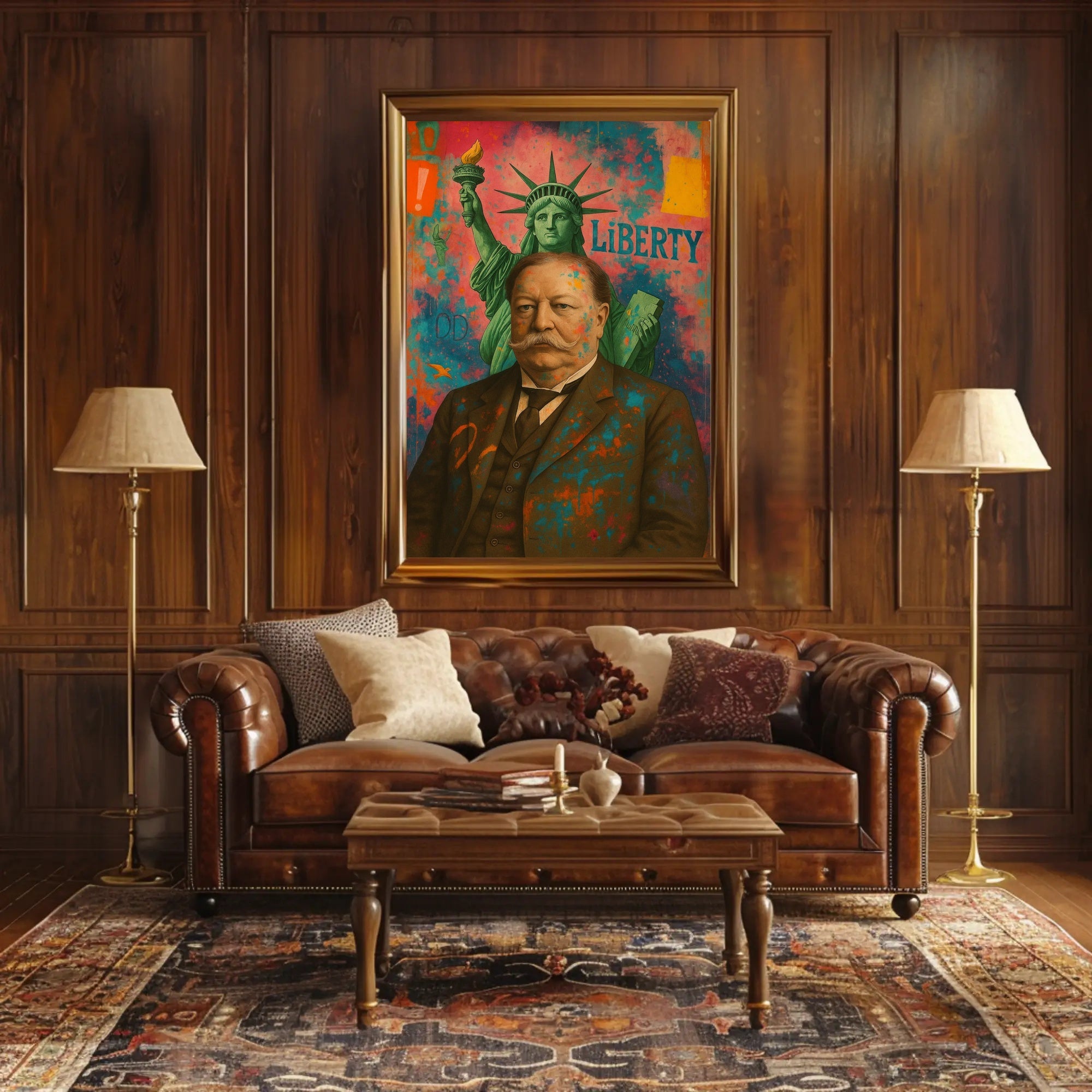 Liberty Meets Modern Chaos: Artistic or Pop Culture Poster