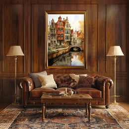 Picturesque European Canal Scene with Renaissance Architecture Travel Poster