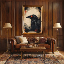 Raven with Red Eyes Artistic Animal Poster