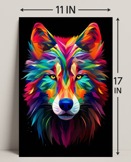 Vibrant Wolf Art Poster PosterGoat