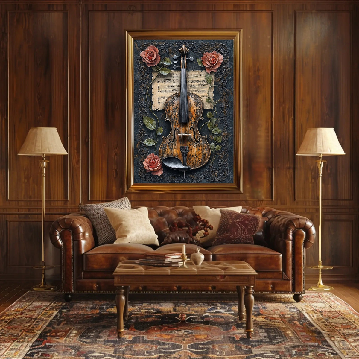 Violin Symphony with Roses Art Print Poster