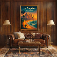 Los Angeles Dreamscape Vintage Poster: Urban & Coastal