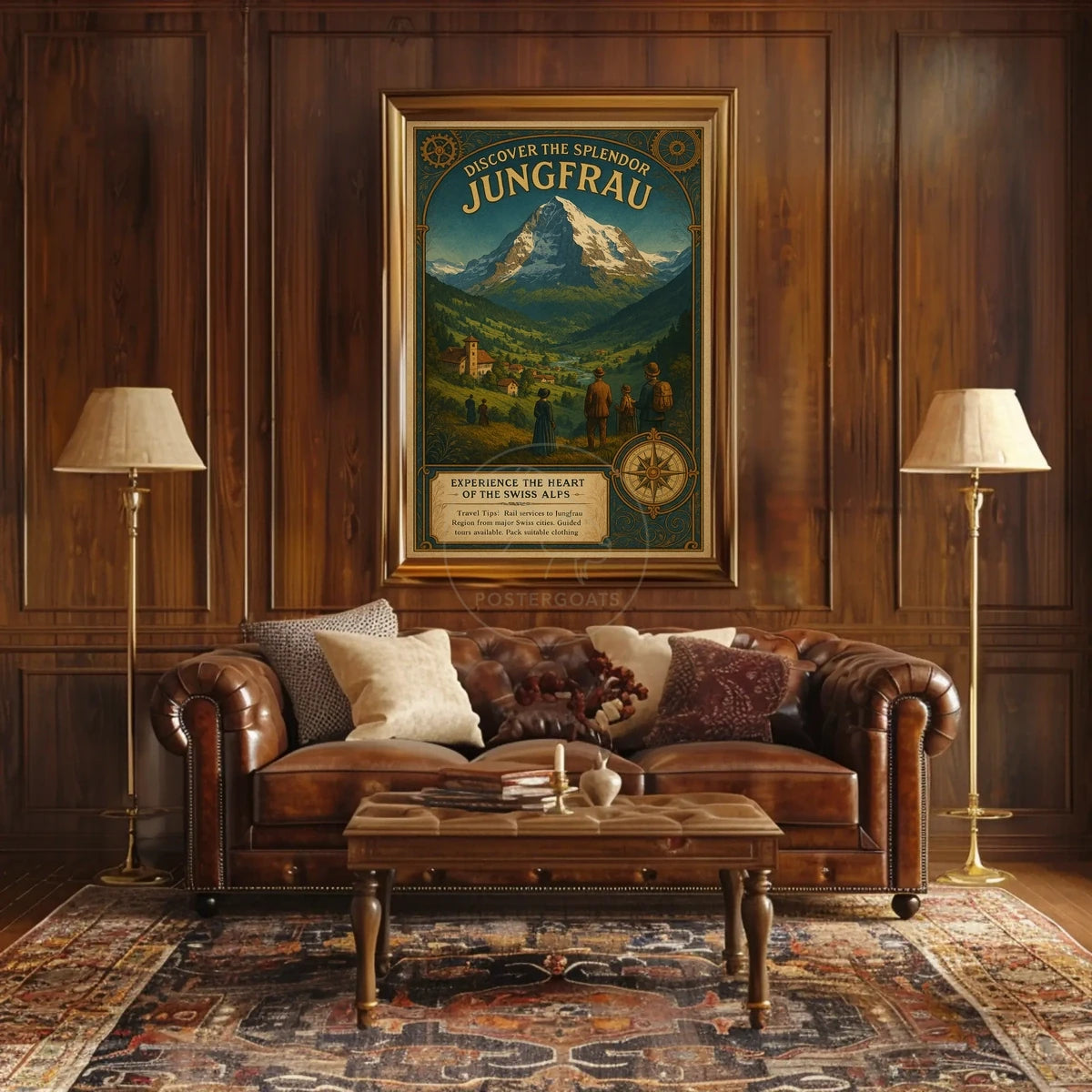 Travel to Jungfrau: Vintage Swiss Alps Travel Poster