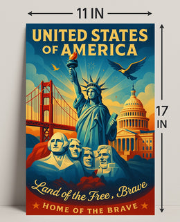 United States of America Land of the Free Poster PosterGoat