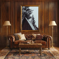 Serene Winter Cabin Scene National Park Poster