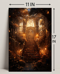 Enchanted Library Staircase Poster